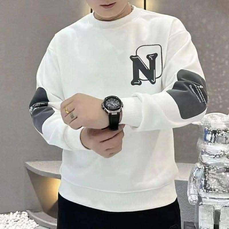 Top selling N-Design Sweatshirt for You. Premium N design sweatshirt for men Color- WHITE